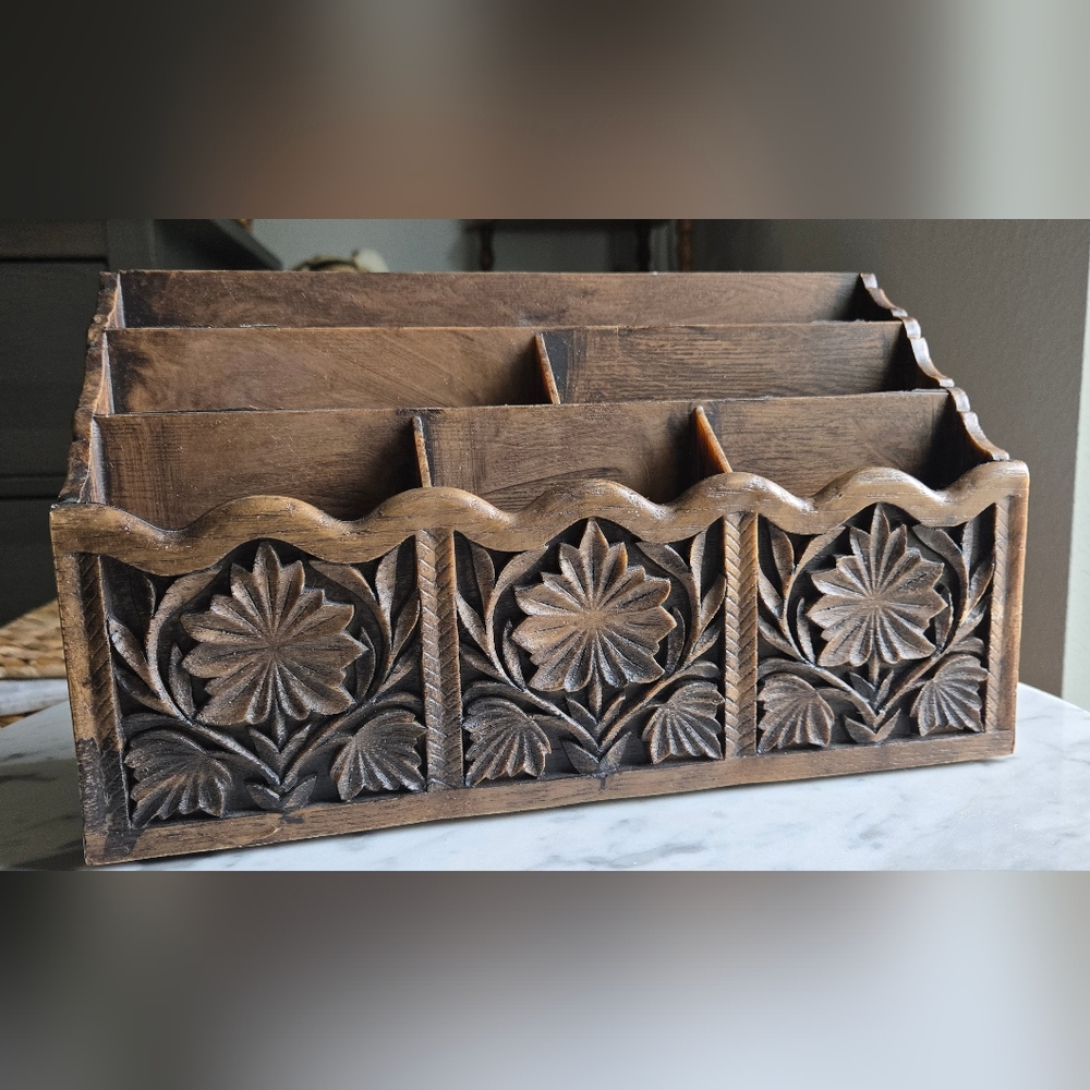 Vintage Lerner Faux Wood Plastic Organizer (Dark)